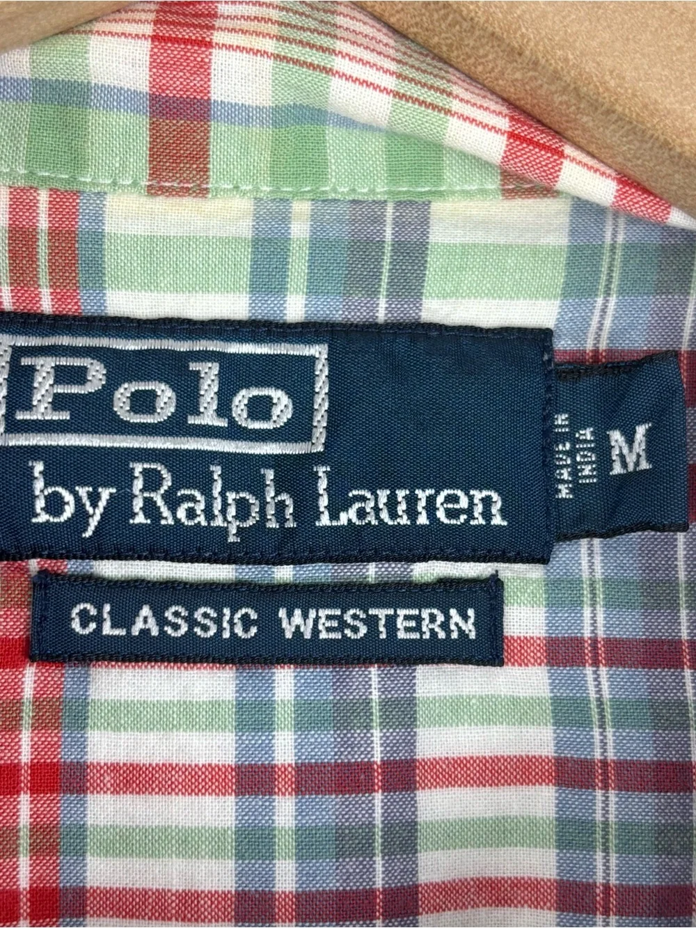 Polo Ralph Lauren Vintage‎ Classic Western Shirt Plaid Pearl Snap Mens Medium